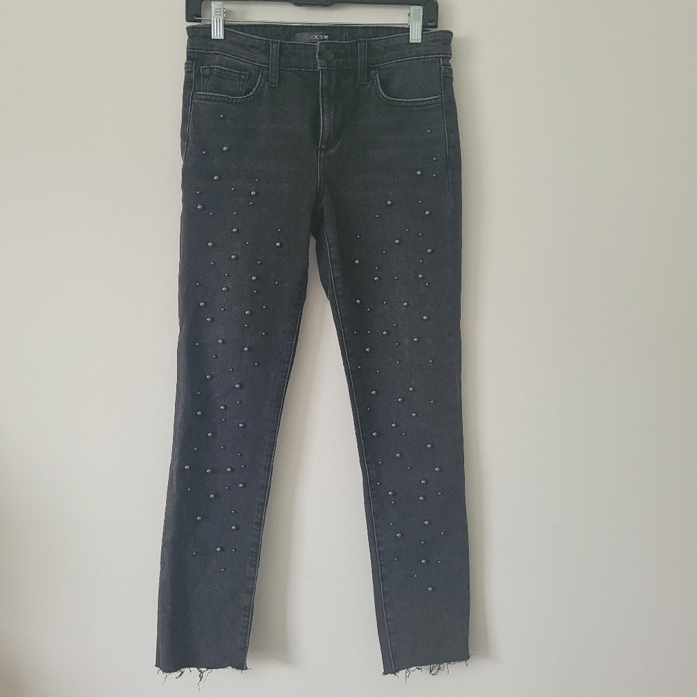 Joe's The Smith High-Rise Straight leg Ankle lengt jeans raw hem  in black Sz 25 - Picture 4 of 15